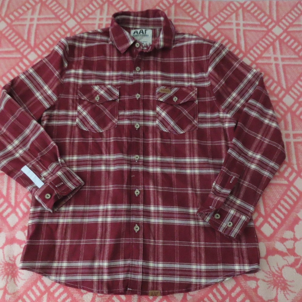 AAR All American Roughneck Flannel Shirt Mens small Red HWMF Long Sleeve